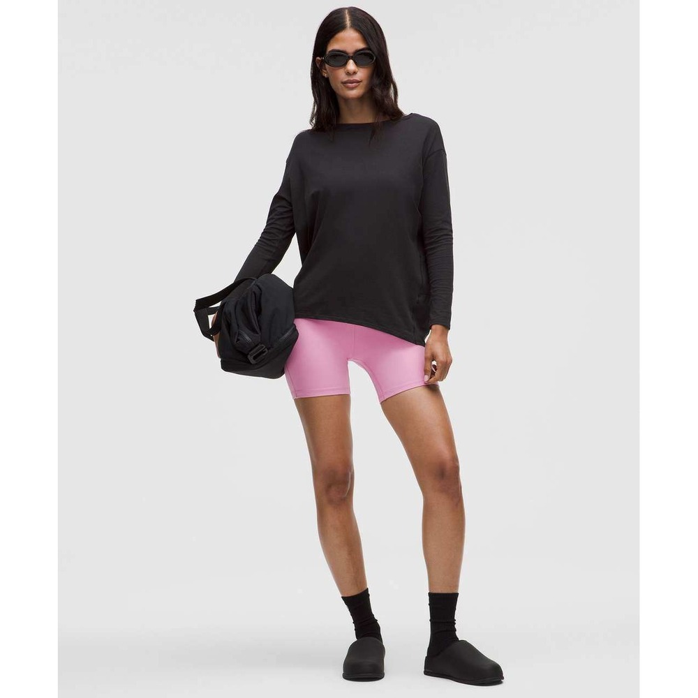 Lululemon Back In Action Organic Cotton Long-Sleeve Shirt Black Activewear Top